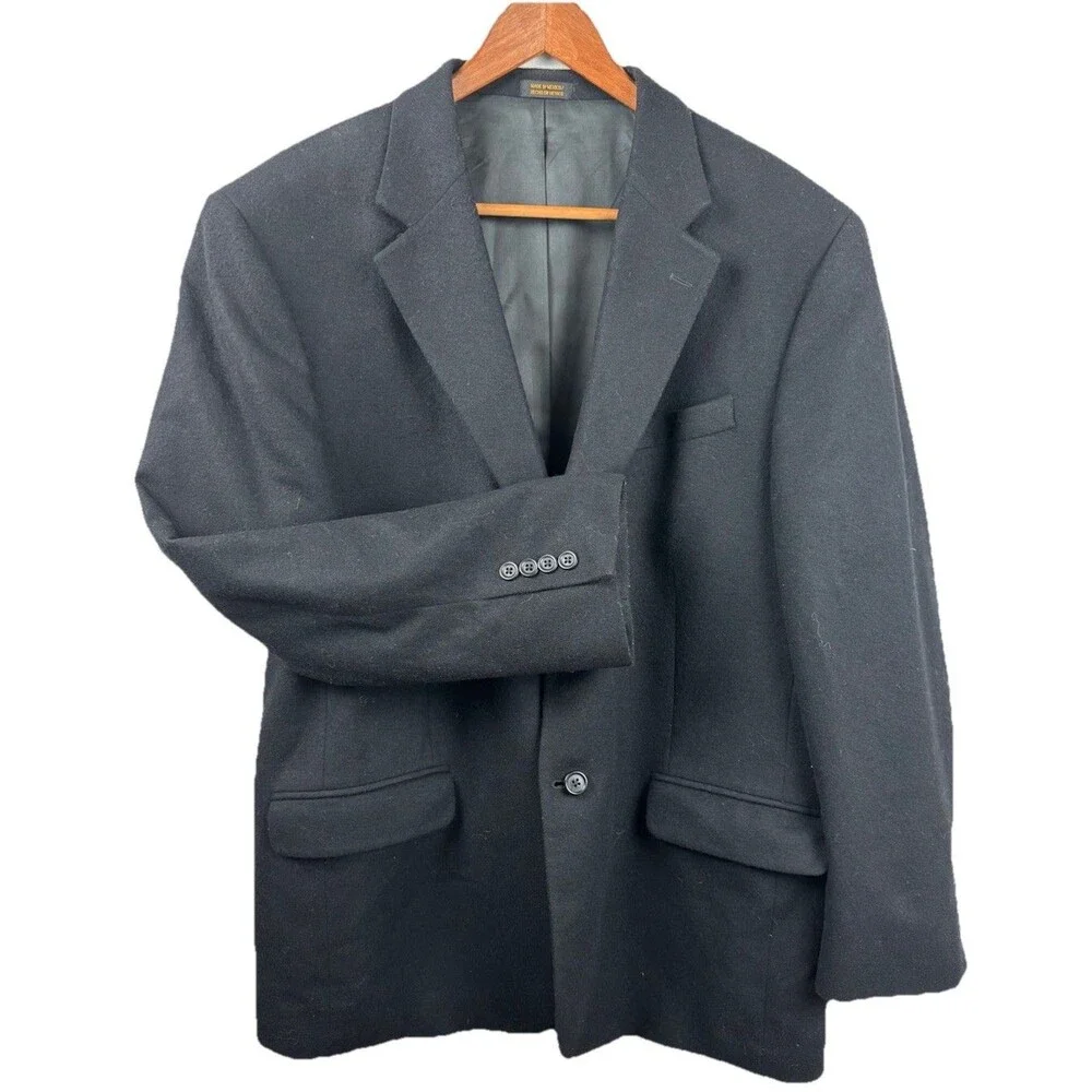 Stafford Wool & Camel Classic Fit Blazer Men 42R Black Business Wedding Event